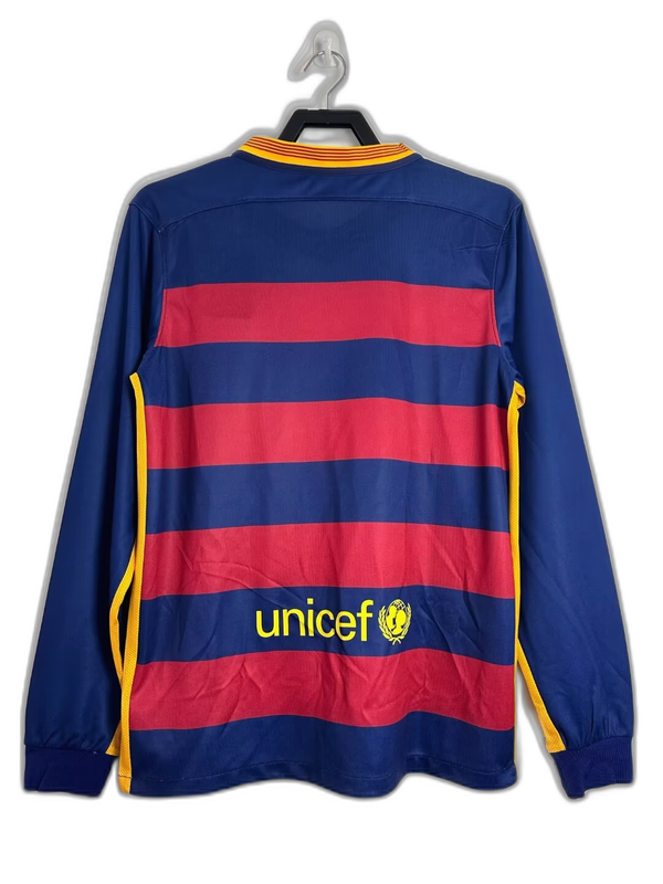 Barcelona 15/16 I Home Camisa - Manga Longa Versão Retrô