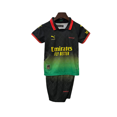 AC Milan 25/26 Edição Especial - Preta - Kit Infantil