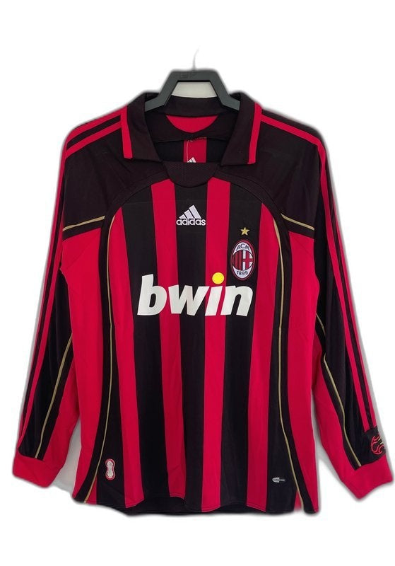 AC Milan 06/07 I Home Camisa - Manga Longa Versão Retrô