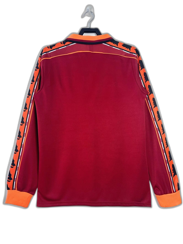 AS Roma 98/99 I Home Camisa - Manga Longa Versão Retrô