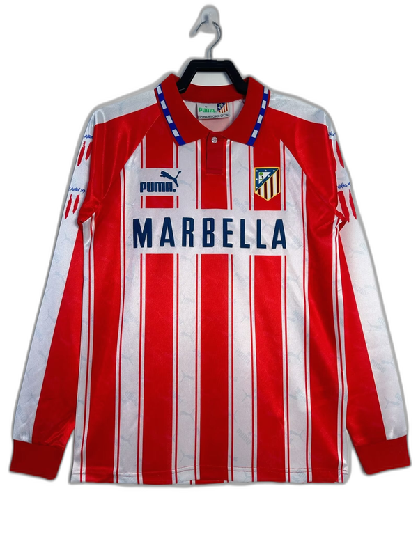 Atletico Madrid 94/95 I Home Camisa - Manga Longa Versão Retrô
