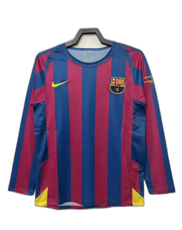 Barcelona 05/06 I Home Camisa - Manga Longa Versão Retrô