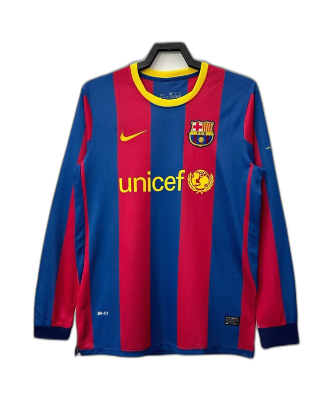 Barcelona 10/11 I Home Camisa - Manga Longa Versão Retrô