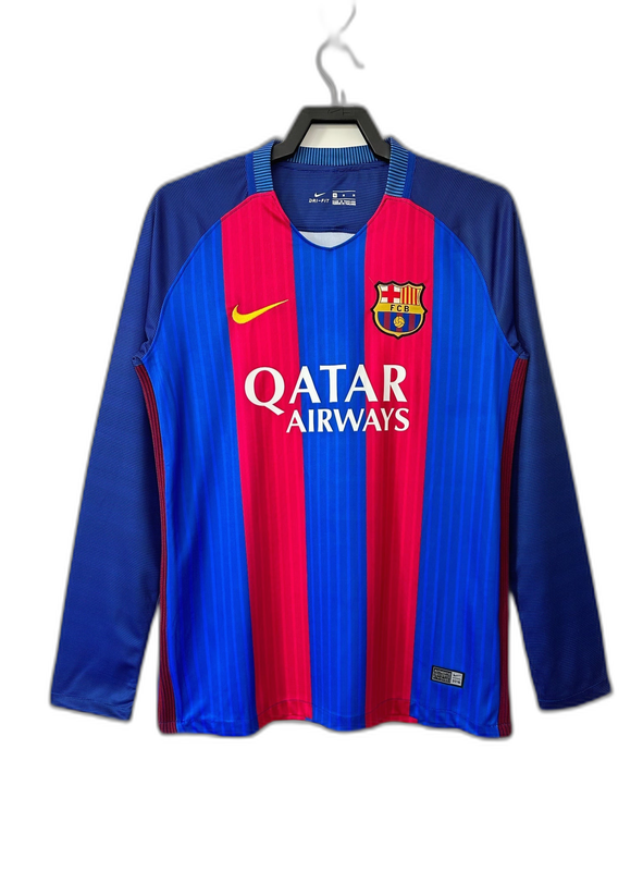 Barcelona 16/17 I Home Camisa - Manga Longa Versão Retrô