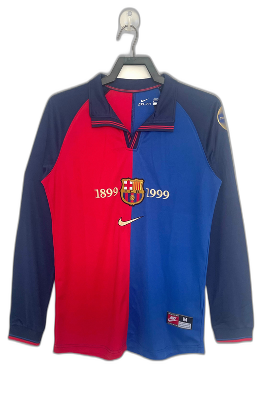 Barcelona 98/99 I Home Camisa - Manga Longa Versão Retrô