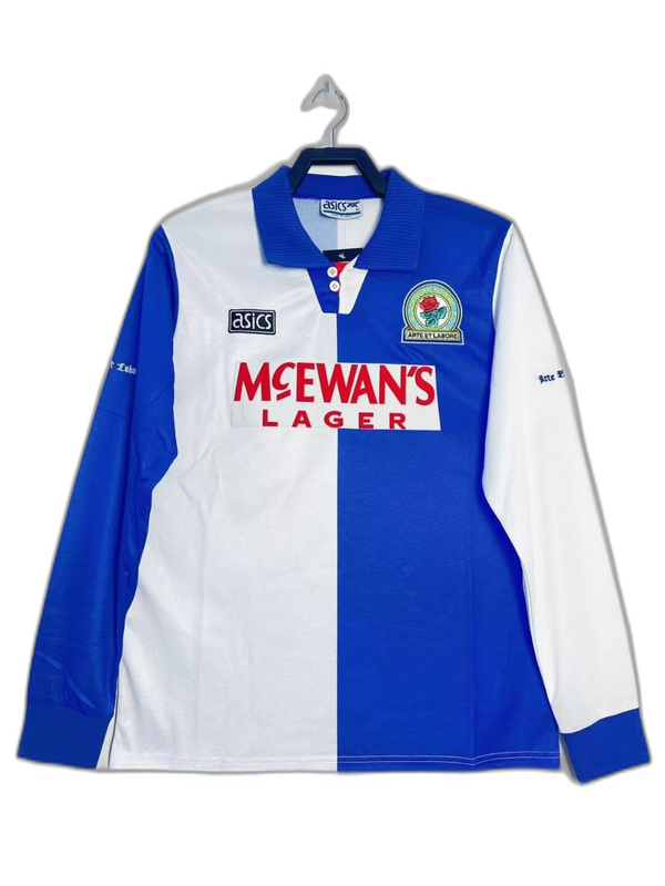 Blackburn Rovers 94/95 I Home Camisa - Manga Longa Versão Retrô