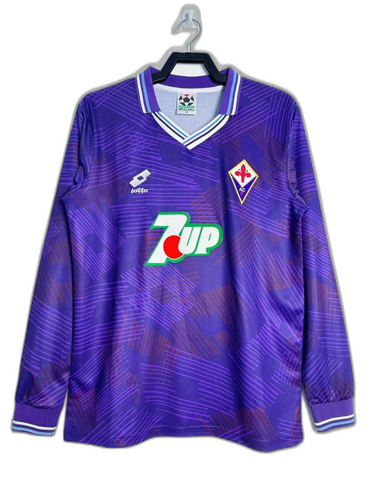 Fiorentina 92/93 I Home Camisa - Manga Longa Versão Retrô