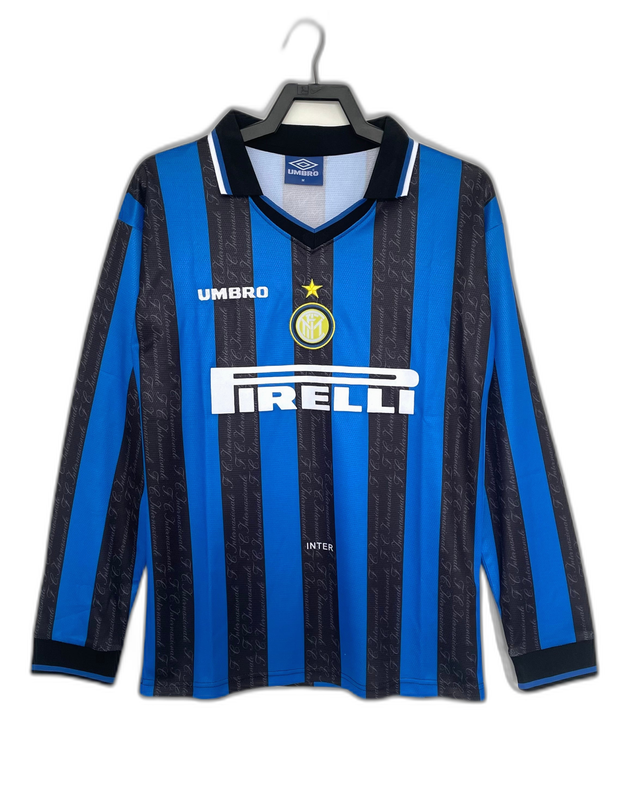 Inter Milan 97/98 I Home Camisa - Manga Longa Versão Retrô