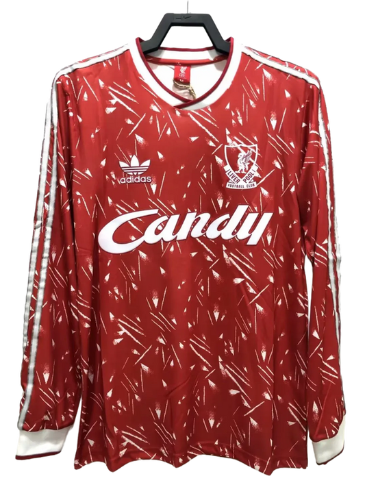 Liverpool 89/91 I Home Camisa - Manga Longa Versão Retrô