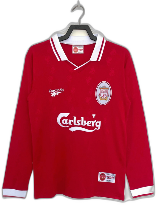Liverpool 96/97 I Home Camisa - Manga Longa Versão Retrô