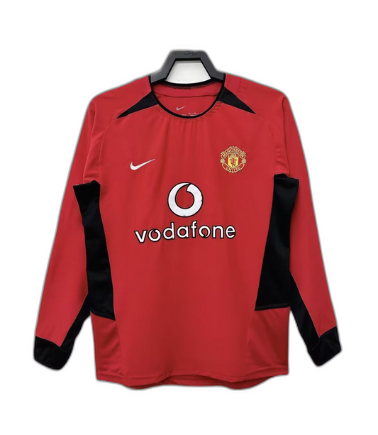 Manchester United 02/04 I Home Camisa - Manga Longa Versão Retrô