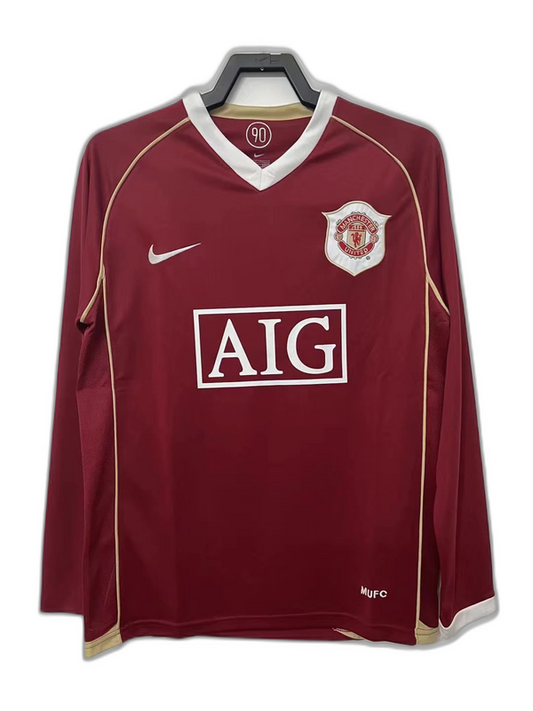 Manchester United 06/07 I Home Camisa - Manga Longa Versão Retrô