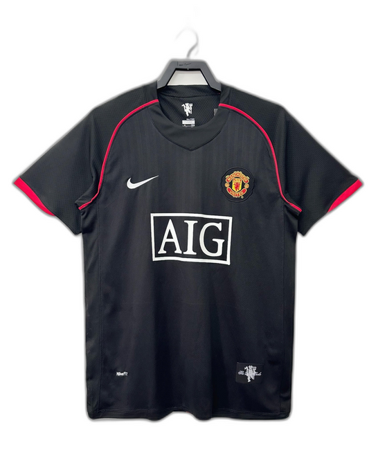 Manchester United 07/08 Preta II Away Camisa - Versão Retrô