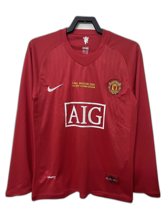 Manchester United 07/08 I Home Camisa - Manga Longa Versão Retrô