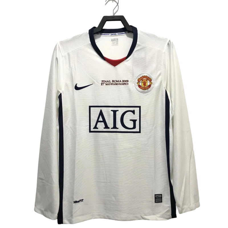 Manchester United 08/09 II Away Camisa - Manga Longa Versão Retrô