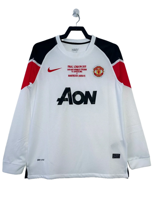 Manchester United 10/11 II Away Camisa - Manga Longa Versão Retrô