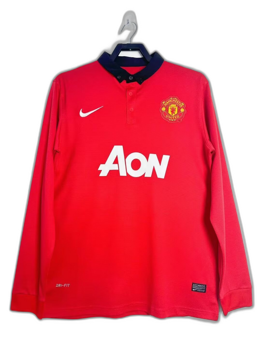 Manchester United 13/14 I Home Camisa - Manga Longa Versão Retrô