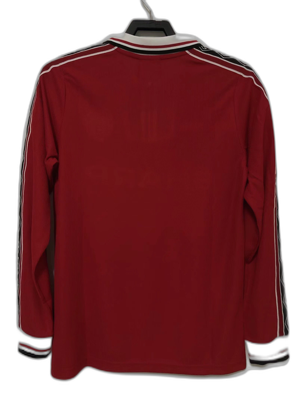Manchester United 1998 I Home Camisa - Manga Longa Versão Retrô