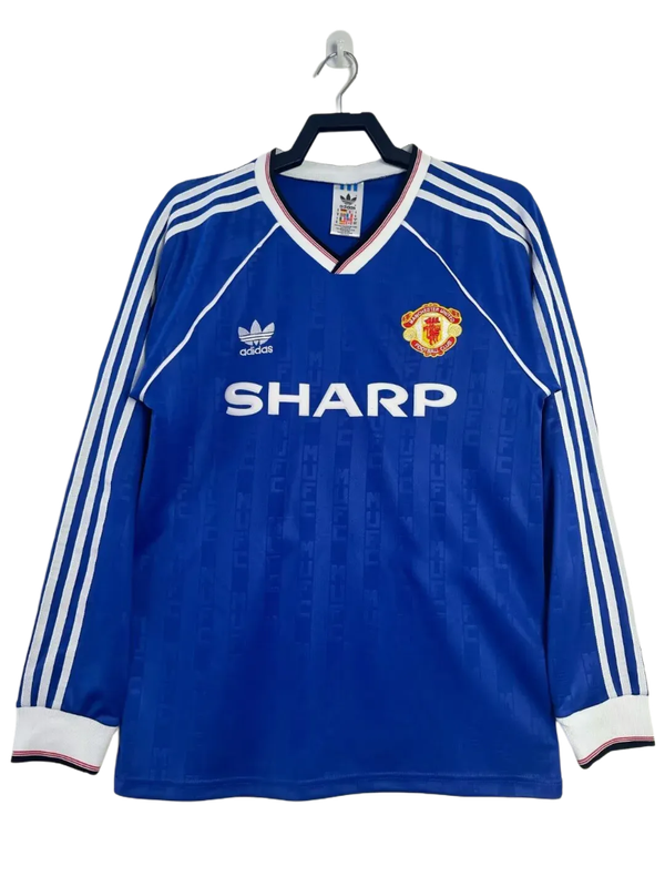 Manchester United 88/90 II Away Camisa - Manga Longa Versão Retrô