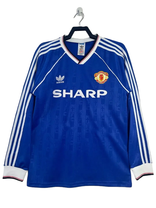 Manchester United 88/90 II Away Camisa - Manga Longa Versão Retrô