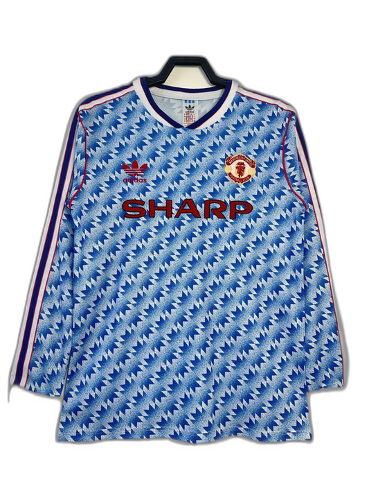 Manchester United 90/92 II Away Camisa - Manga Longa Versão Retrô
