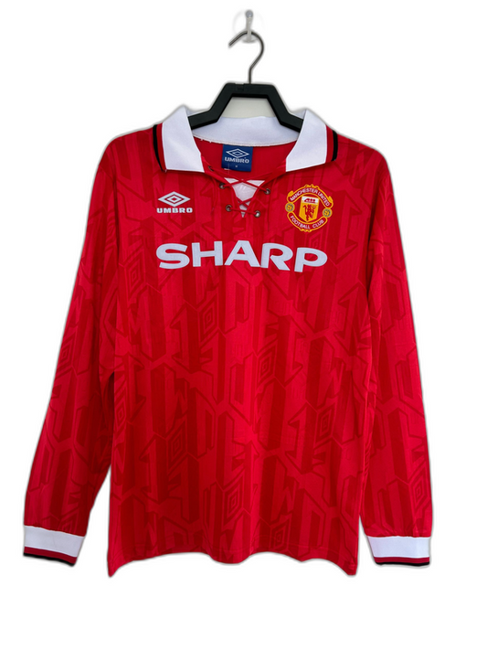 Manchester United 92/94 I Home Camisa - Manga Longa Versão Retrô