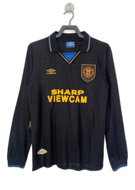 Manchester United 93/94 Preta Camisa - Manga Longa Versão Retrô