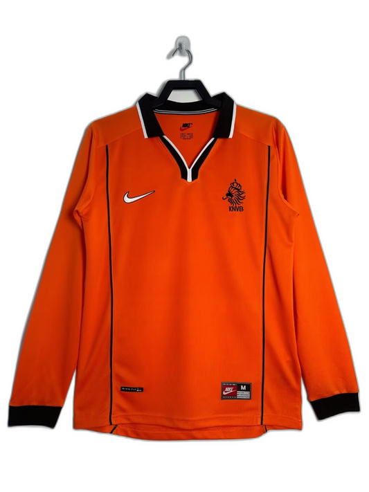 Netherlands 1998 I Home Camisa - Manga Longa Versão Retrô