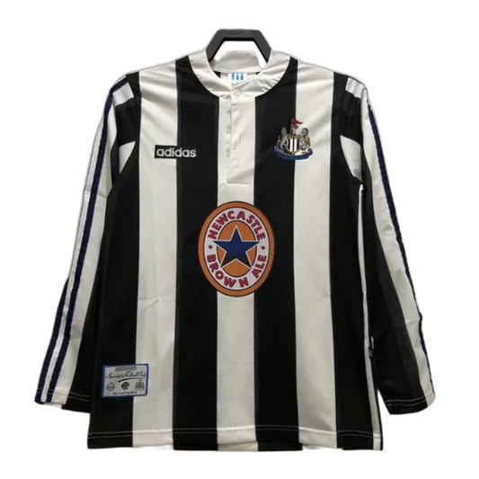Newcastle United 95/97 I Home Camisa - Manga Longa Versão Retrô