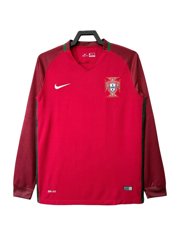 Portugal 2016 I Home Camisa - Manga Longa Versão Retrô