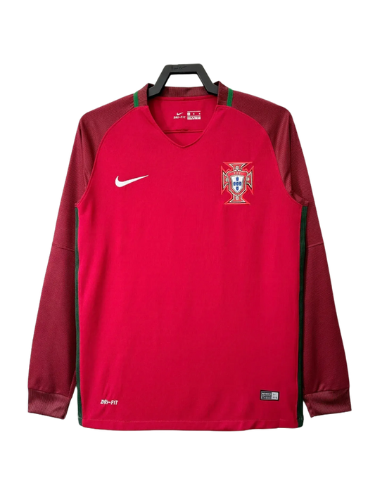 Portugal 2016 I Home Camisa - Manga Longa Versão Retrô