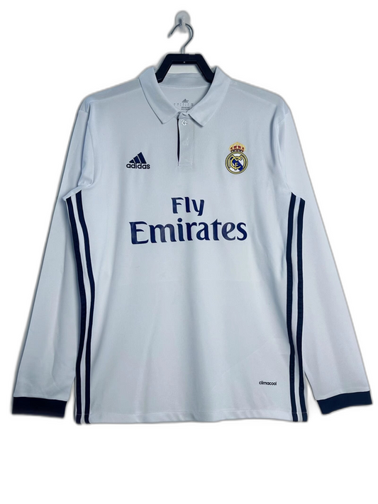 Real Madrid 16/17 I Home Camisa - Manga Longa Versão Retrô